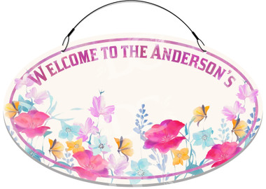 Watercolor Flower Garden Welcome Sign - Customized