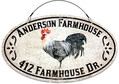 Farmhouse Country Welcome Address Sign - Rooster