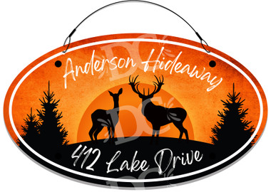 Deer Themed  Address Sign Buck and Doe