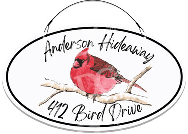 Red Cardinal Home Address Sign - Customized