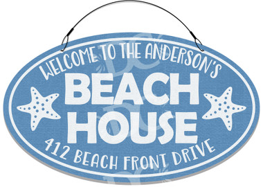 Beach House Sand Dollar Welcome Sign - Blue