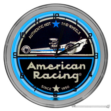 American Drag Racing Light Up 16" Neon Wall Clock Blue