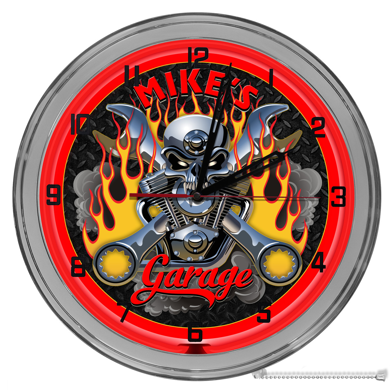 Biker Garage Light Up 16" Neon Wall Clock