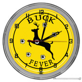 Deer Crossing Buck Fever  Light Up 16" Yellow Neon Wall Clock
