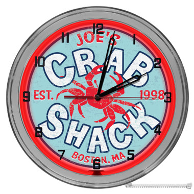 Crab Shack Light Up 16" Red Neon Wall Clock