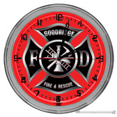 Fire Department Fire and Rescue Light Up 16" Red Neon Wall Clock
