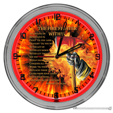 Firefighter Creed Light Up 16" Red Neon Wall Clock