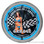 Full Service Pin Up Girl Light Up 16" Blue Neon Garage Wall Clock