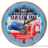 High Performance Hot Rod Light Up 16" Blue Neon Garage Wall Clock