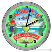 Margarita Bar Light Up 16" Green Neon Garage Wall Clock