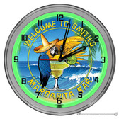 Margarita Parrot Tiki Bar Light Up 16" Green Neon Garage Wall Clock