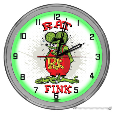 Rat Fink 16" Green Neon Wall Garage Clock 