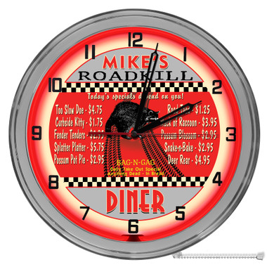 Retro Diner 16" Red Neon Wall Garage Clock 