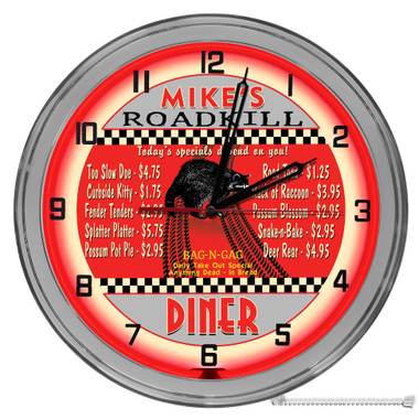Retro Diner 16" Red Neon Wall Garage Clock