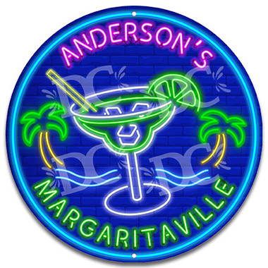 Margaritaville Neon Themed Tiki Bar Sign