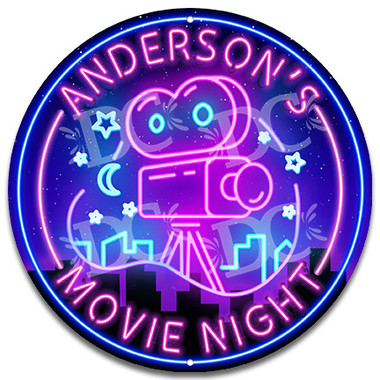 Movie Night Neon Themed Sign