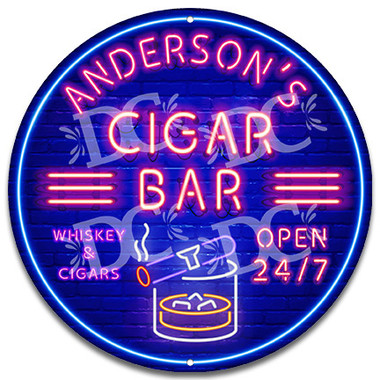 Cigar Bourbon Bar Neon Themed Wall Sign - Customized