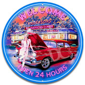Retro Hot Rod Diner Themed Metal Wall Sign