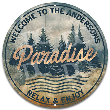 Paradise Cottage Outdoor Metal Welcome Wall Sign