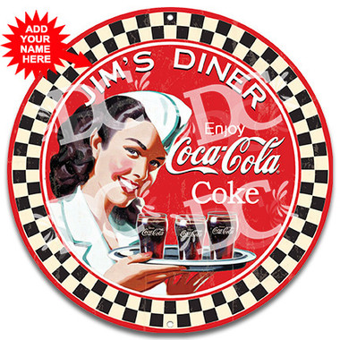 Coca-Cola Diner Vintage Metal Wall Sign