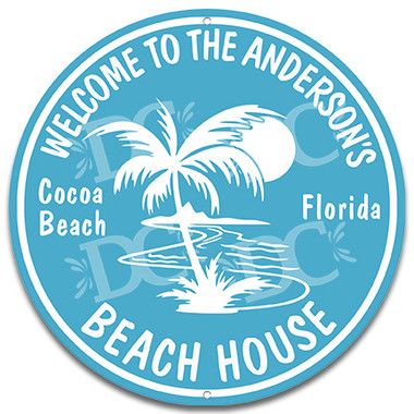 Beach House Welcome Metal Wall Sign