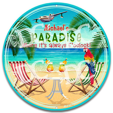 Beach Paradise Metal Wall Sign