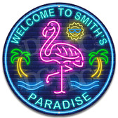 Flamingo Bar Paradise Metal Wall Sign