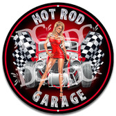 Hot Rod Garage Pin Up Girl House Metal Wall Sign