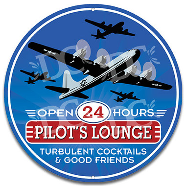 Pilot Lounge Aviator Bar Metal Wall Sign