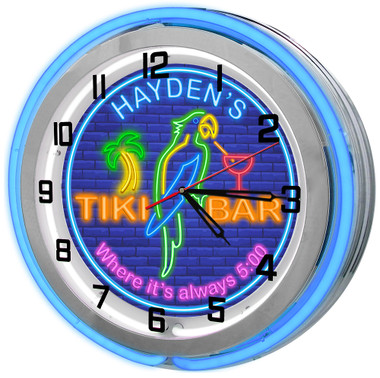 Neon Tiki Bar Parrot Themed 18" Double Neon Clock