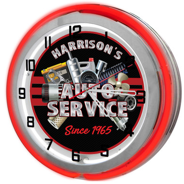 Car Repair Shop 18" Double Neon Clock