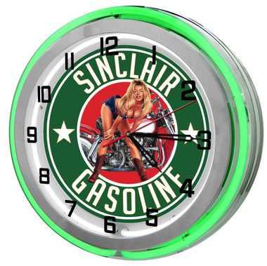 Sinclair Gasoline Gas Station 18" Double Neon Clock