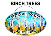 Fall Decorative Home Welcome Sign - Birch Trees