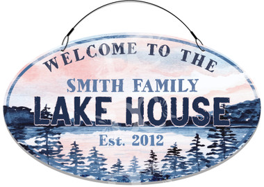 Lake House Cottage Decorative Home Welcome Sign - Blue