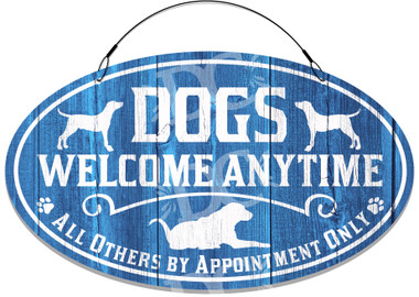 Dog House Front Door Welcome Sign - Blue