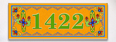 Desert Mosaic Cactus Themed Ceramic Tile House Number Address Sign