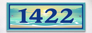 Lakeshore Beach Sunrise Themed Ceramic Tile House Number Address Sign