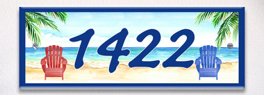 Beach Chairs Themed Ceramic Tile House Number Address Signs
