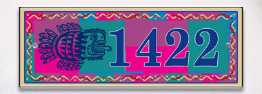 Mosaic Tribal Fish Themed Ceramic Tile House Number Address Sign