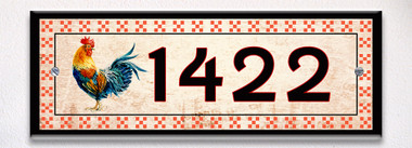 Farmhouse Rooster Themed Ceramic Tile House Number Address Sign