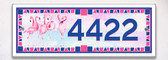 Pink Flamingo FLock Themed Ceramic Tile House Number Address Sign
