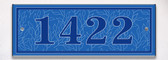 Blue Floral Leaves Border Themed Ceramic Tile House Number Address Sign