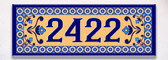 Floral Mosaic Blue Themed Ceramic Tile House Number Address Sign