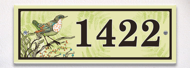 Garden Birds Perch Themed Ceramic Tile House Number Address Sign