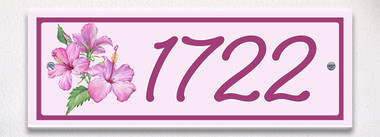 Hibiscus Flowers Themed Ceramic Tile House Number Address Sign