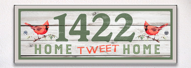 Home Sweet Home Cardinals Themed Ceramic Tile House Number Address Signs