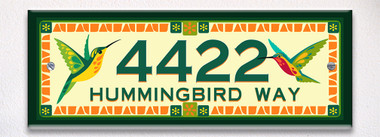 Hummingbirds Mosaic Themed Ceramic Tile House Number Address Signs