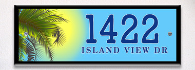Palm Tree Beach Themed Ceramic Tile House Number Address Signs