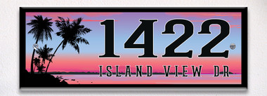 Palm Tree Sunset Themed Ceramic Tile House Number Address Signs