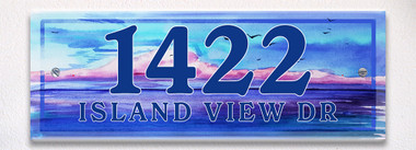 Island View Themed Ceramic Tile House Number Address Signs